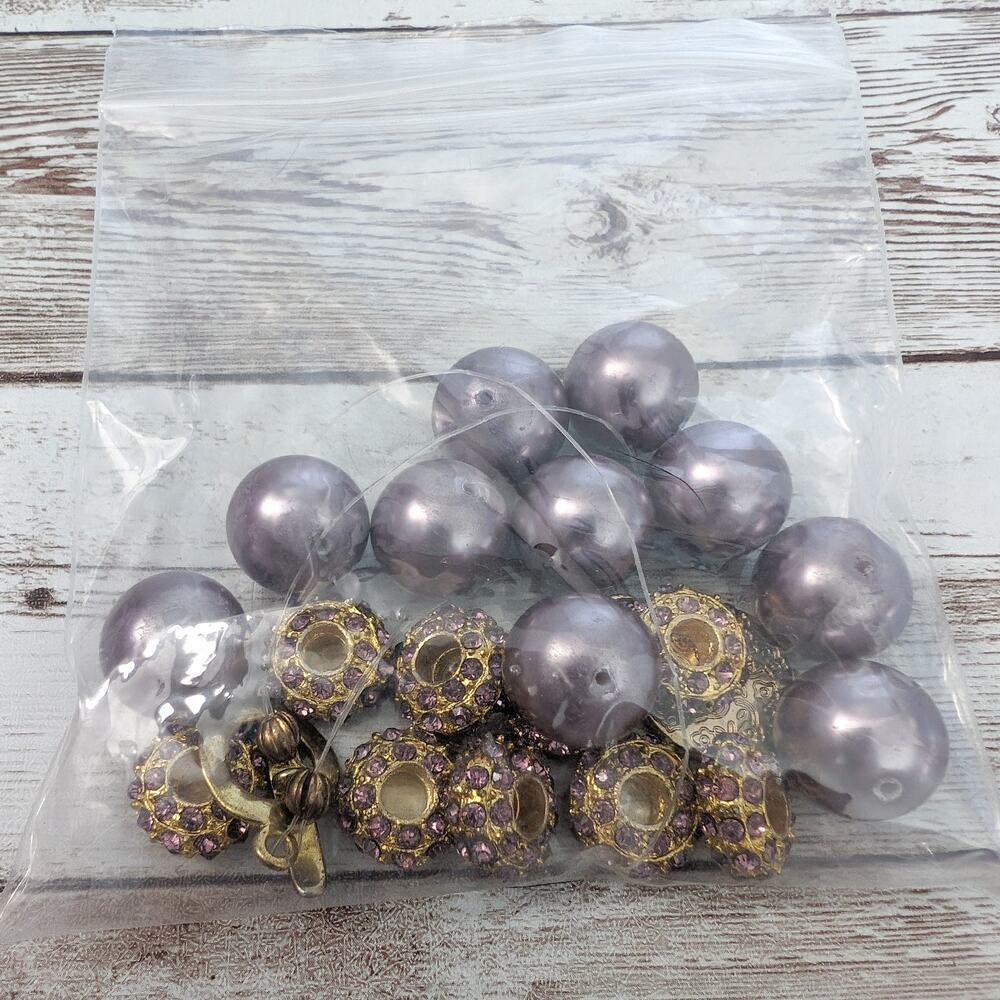 Broken Bracelet - Chunky Mauve & Gold Tone